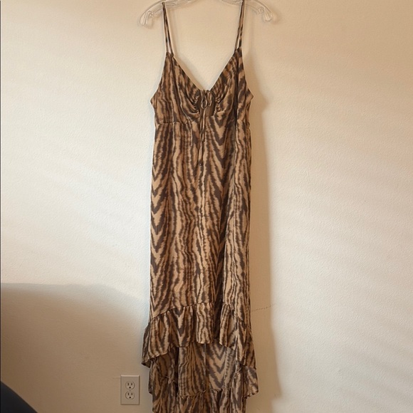 Elegant Brown Animal Print Maxi Dress Size XL - Picture 3 of 7